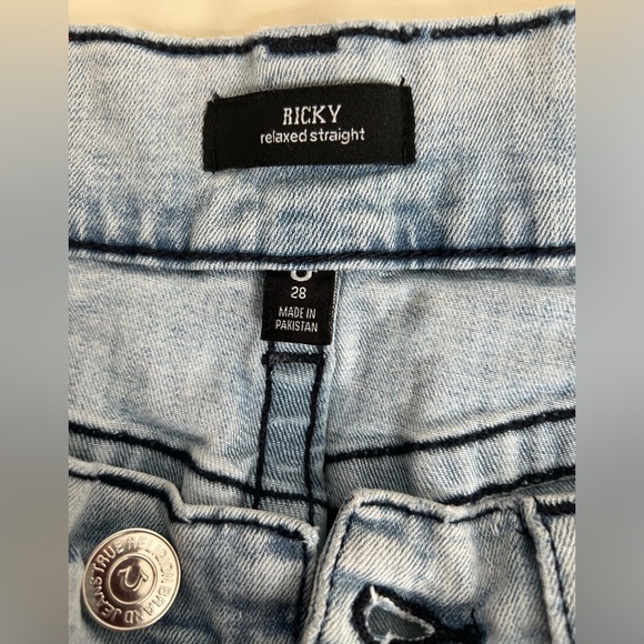 True Religion Ricky Relaxed Straight  Mens Size 28 Denim Blue Jeans - Picture 7 of 7